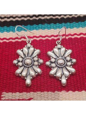 Native Style Southwest 925 Sterling Silver Dangle Earrings Ethnic Boho 11.7g